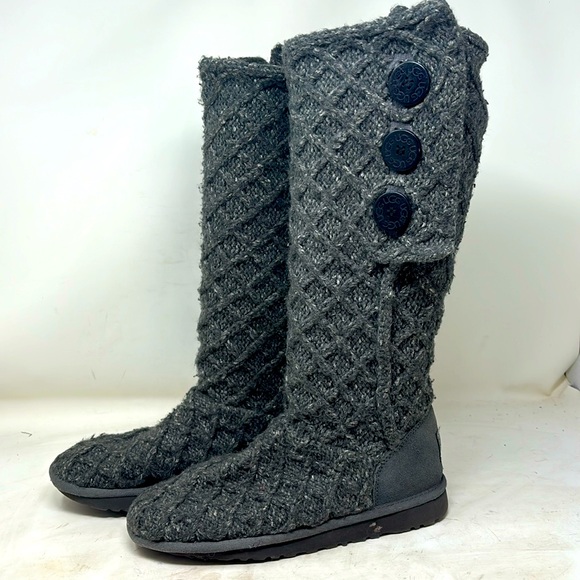 UGG Australia gray lattice cable knit tall boots - Picture 2 of 6